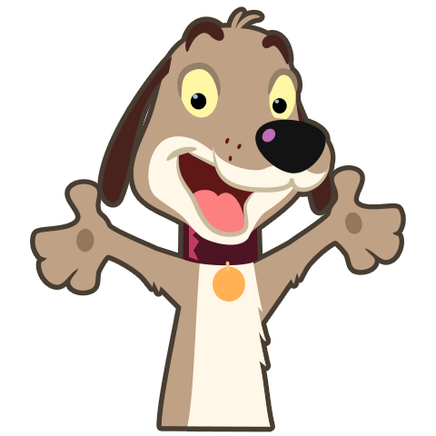 illustration of a happy dog. Character design for an animated messaging app