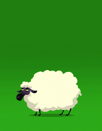 an animated giff cartoon of a sheep thinking up another sheep
